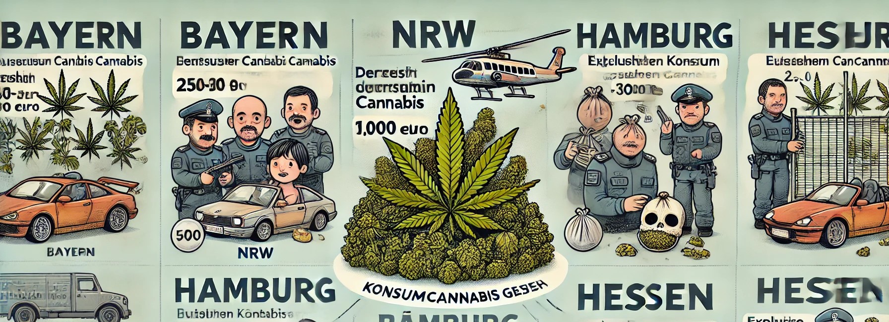 CRD 12 b – Tabelle Bußgeldtatbestände Konsumcannabisgesetz (KCanG): Bayern, Nordrhein-Westfalen (NRW), Hamburg und Hessen  